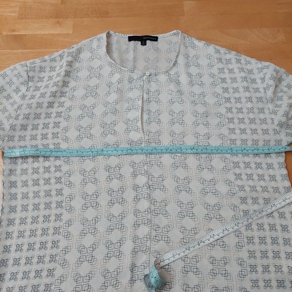 Harve Bernard Geometric Pattern L/S Blouse Cream Tan/Black Women's small - Picture 9 of 10